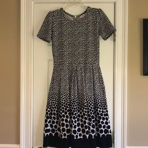 NWOT LuLaRoe Amelia Black & White Polka Dots - Med